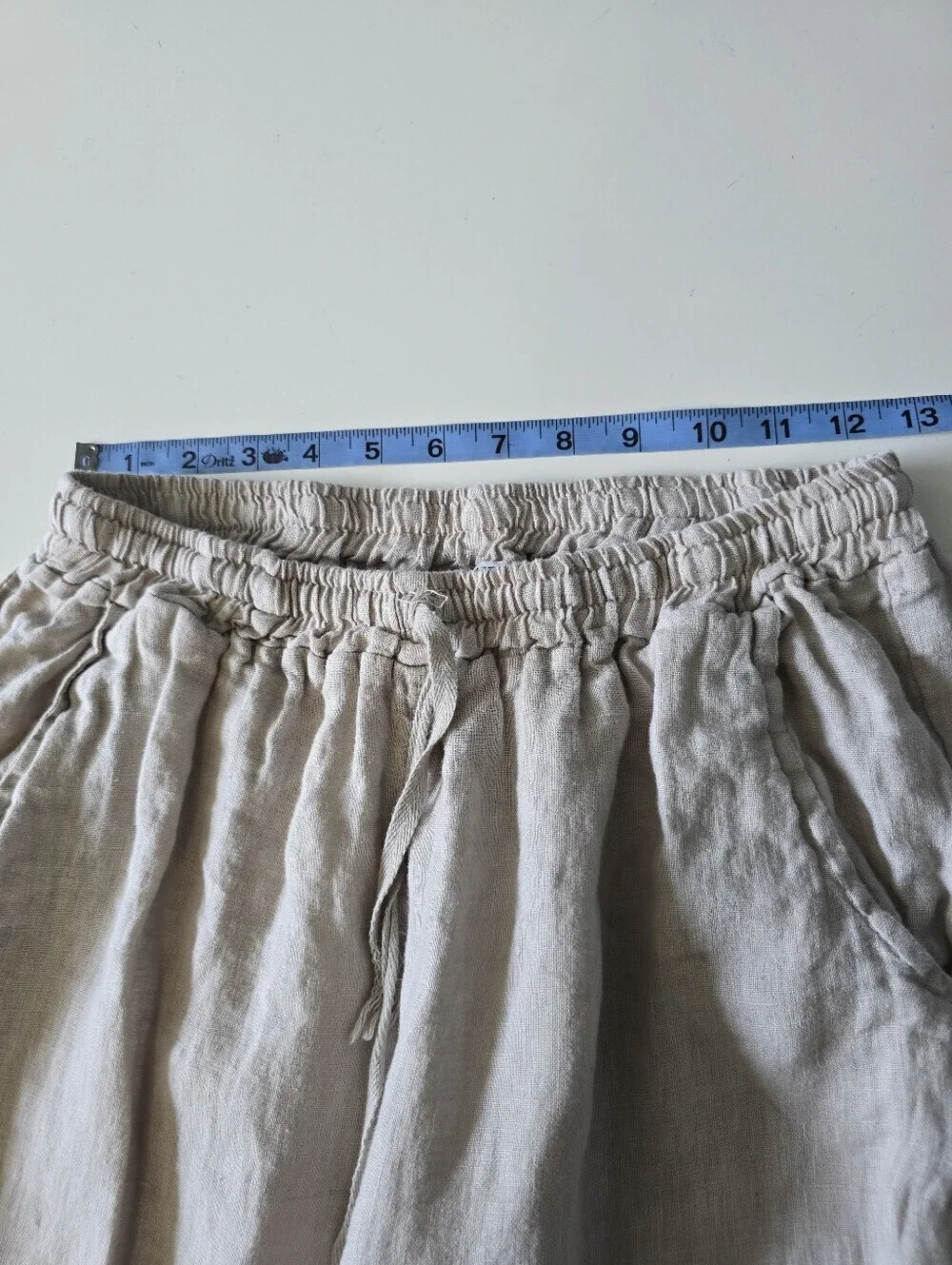 Made In Italy Women's Pull-on Linen Drawstring Pants Beige Waist 25/26